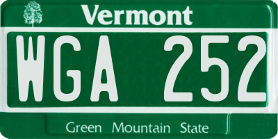 VT license plate WGA252