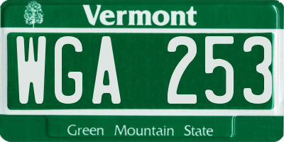 VT license plate WGA253