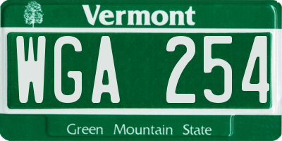 VT license plate WGA254