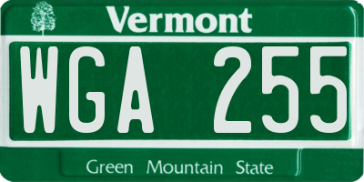 VT license plate WGA255