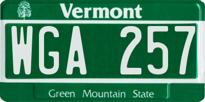 VT license plate WGA257