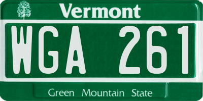 VT license plate WGA261