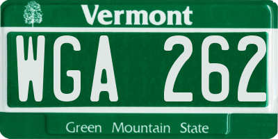 VT license plate WGA262