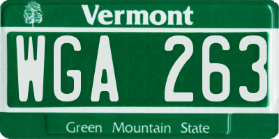 VT license plate WGA263