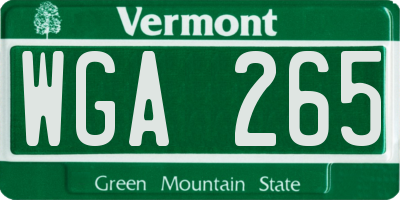 VT license plate WGA265