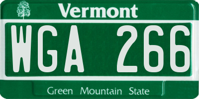 VT license plate WGA266