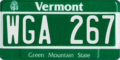 VT license plate WGA267