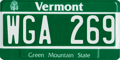 VT license plate WGA269