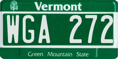 VT license plate WGA272