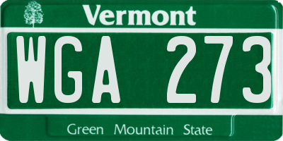 VT license plate WGA273
