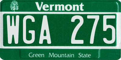 VT license plate WGA275