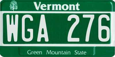 VT license plate WGA276