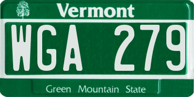 VT license plate WGA279