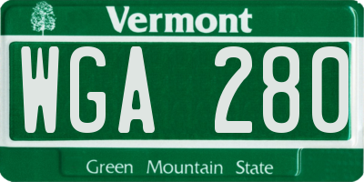 VT license plate WGA280