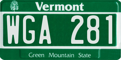 VT license plate WGA281