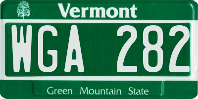 VT license plate WGA282