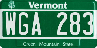 VT license plate WGA283