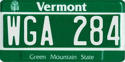 VT license plate WGA284