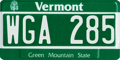 VT license plate WGA285
