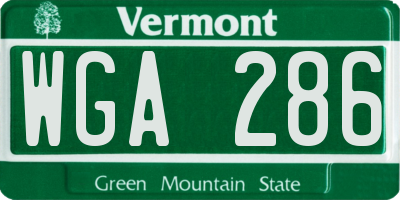 VT license plate WGA286