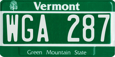 VT license plate WGA287