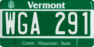 VT license plate WGA291
