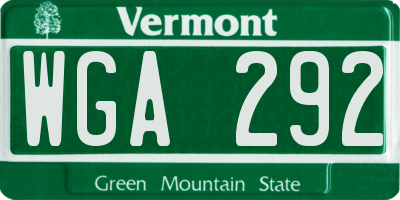 VT license plate WGA292
