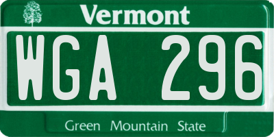VT license plate WGA296