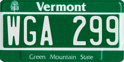 VT license plate WGA299