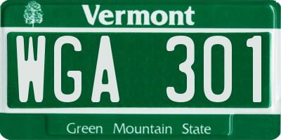 VT license plate WGA301