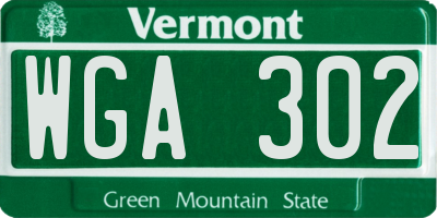 VT license plate WGA302