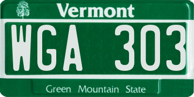 VT license plate WGA303