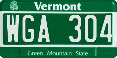 VT license plate WGA304
