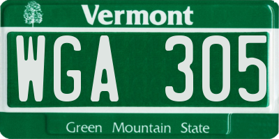 VT license plate WGA305