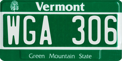 VT license plate WGA306