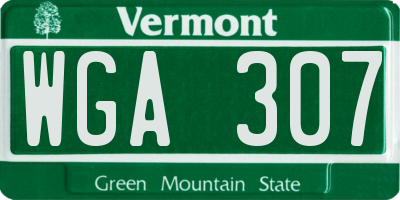 VT license plate WGA307