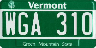 VT license plate WGA310