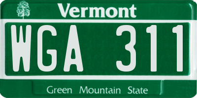 VT license plate WGA311