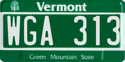 VT license plate WGA313