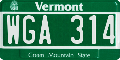 VT license plate WGA314