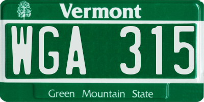 VT license plate WGA315