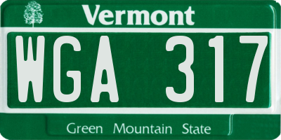 VT license plate WGA317