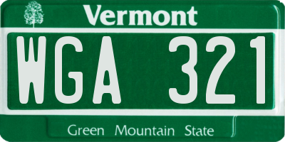 VT license plate WGA321