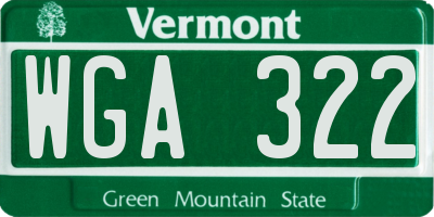 VT license plate WGA322