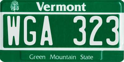 VT license plate WGA323