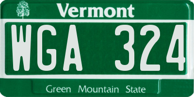 VT license plate WGA324