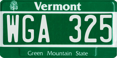 VT license plate WGA325