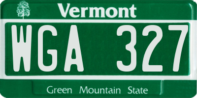 VT license plate WGA327