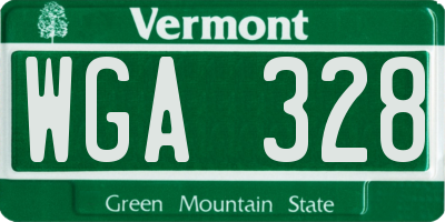 VT license plate WGA328
