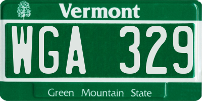 VT license plate WGA329
